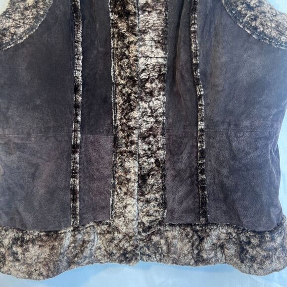 Genuine Leather & Faux Fur Sleeveless Vest Size Large Boho Western - Picture 5 of 11